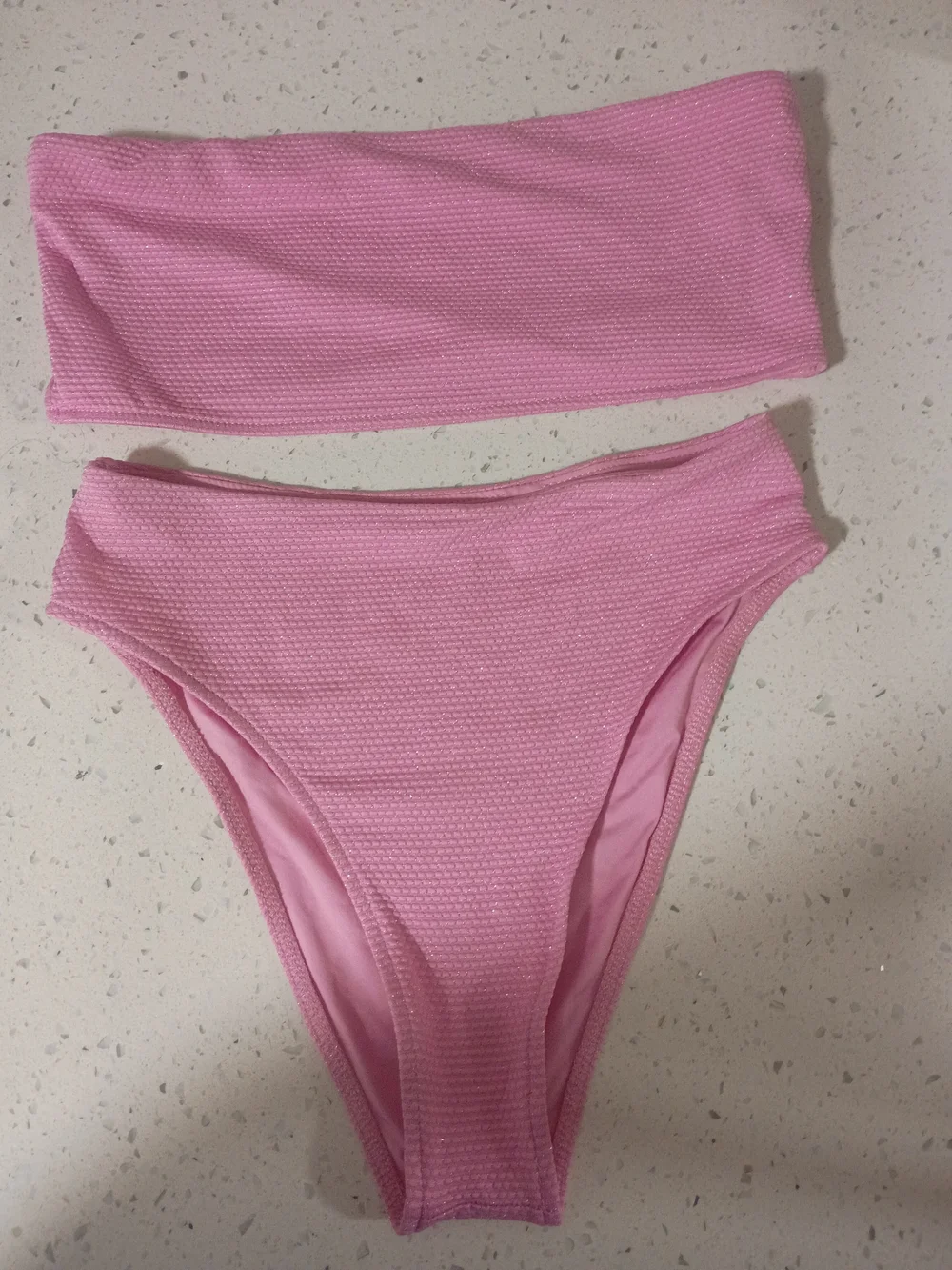 Frankie's Bikinis Pink Bandeau Bikini Set - Strapless Top & High-Cut Bottom